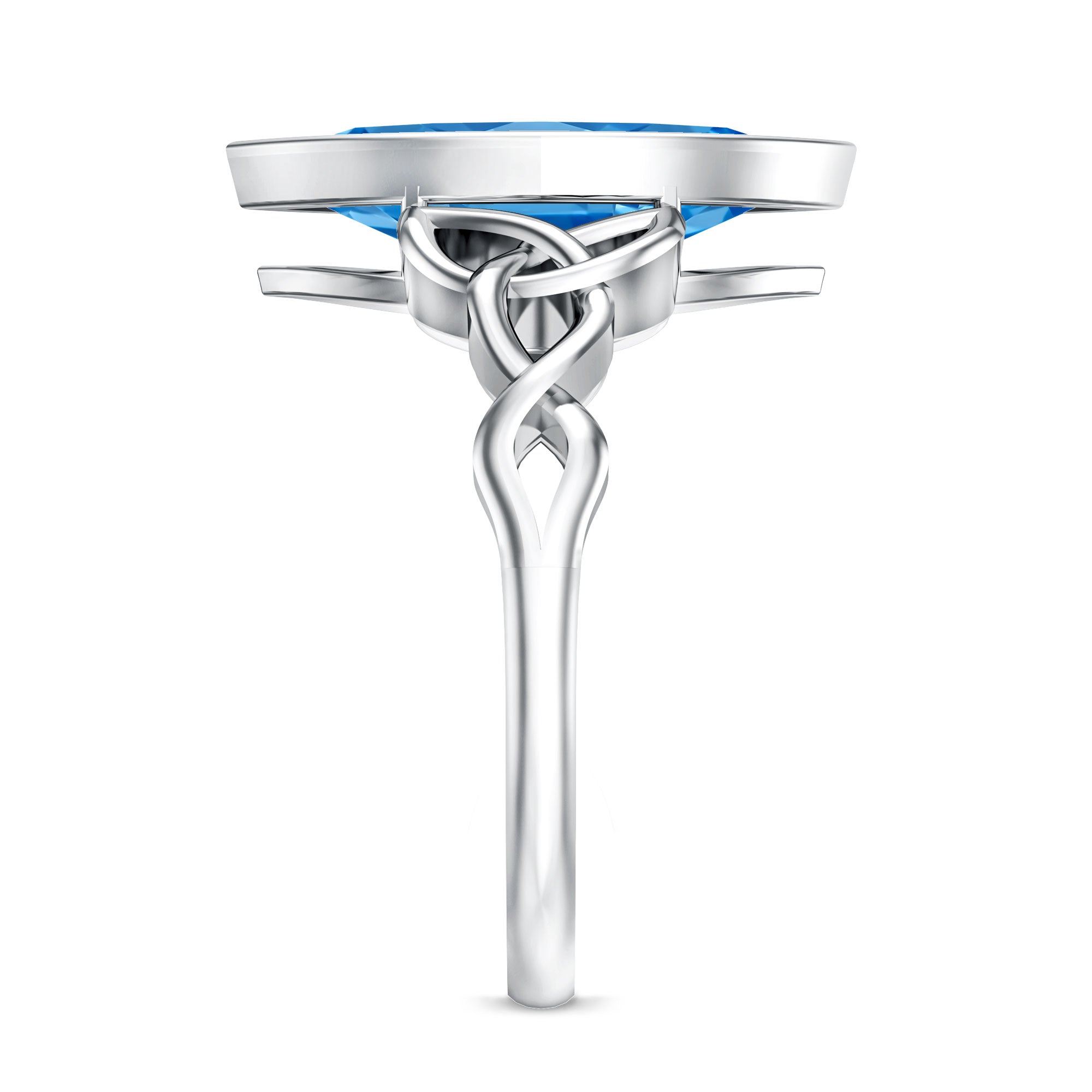 Rosec Jewels-3 Carat Marquise Cut Lab Grown Blue Diamond Celtic Engagement Ring with IGI Certificate