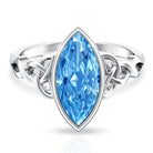 Rosec Jewels-3 Carat Marquise Cut Lab Grown Blue Diamond Celtic Engagement Ring with IGI Certificate