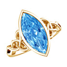 Rosec Jewels-3 Carat Marquise Cut Lab Grown Blue Diamond Celtic Engagement Ring with IGI Certificate