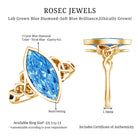 Rosec Jewels-3 Carat Marquise Cut Lab Grown Blue Diamond Celtic Engagement Ring with IGI Certificate