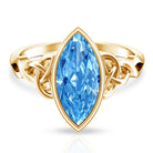 Rosec Jewels-3 Carat Marquise Cut Lab Grown Blue Diamond Celtic Engagement Ring with IGI Certificate