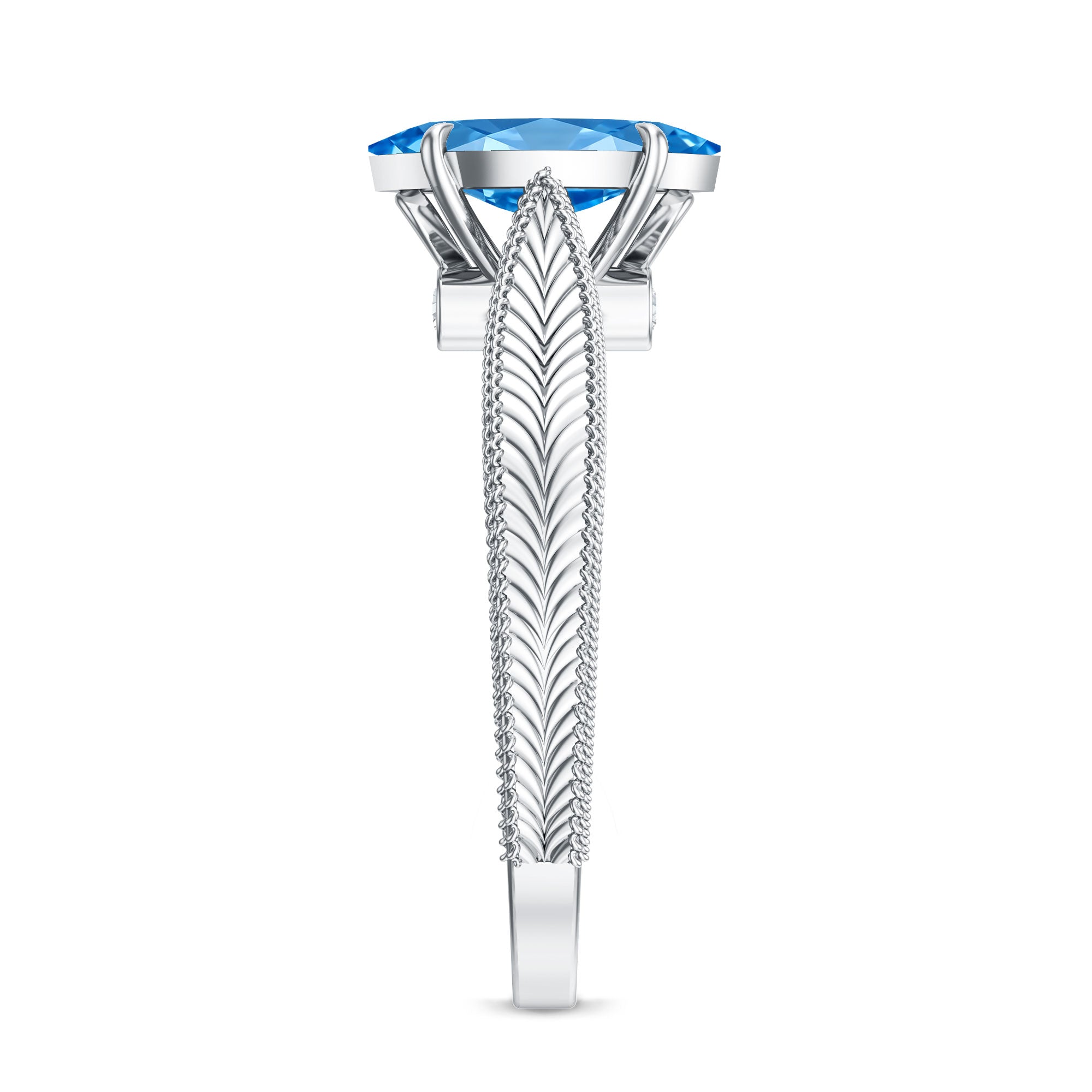 Rosec Jewels-Vintage Style 1 Carat Lab Created Blue Diamond Solitaire Engagement Ring IGI Certified