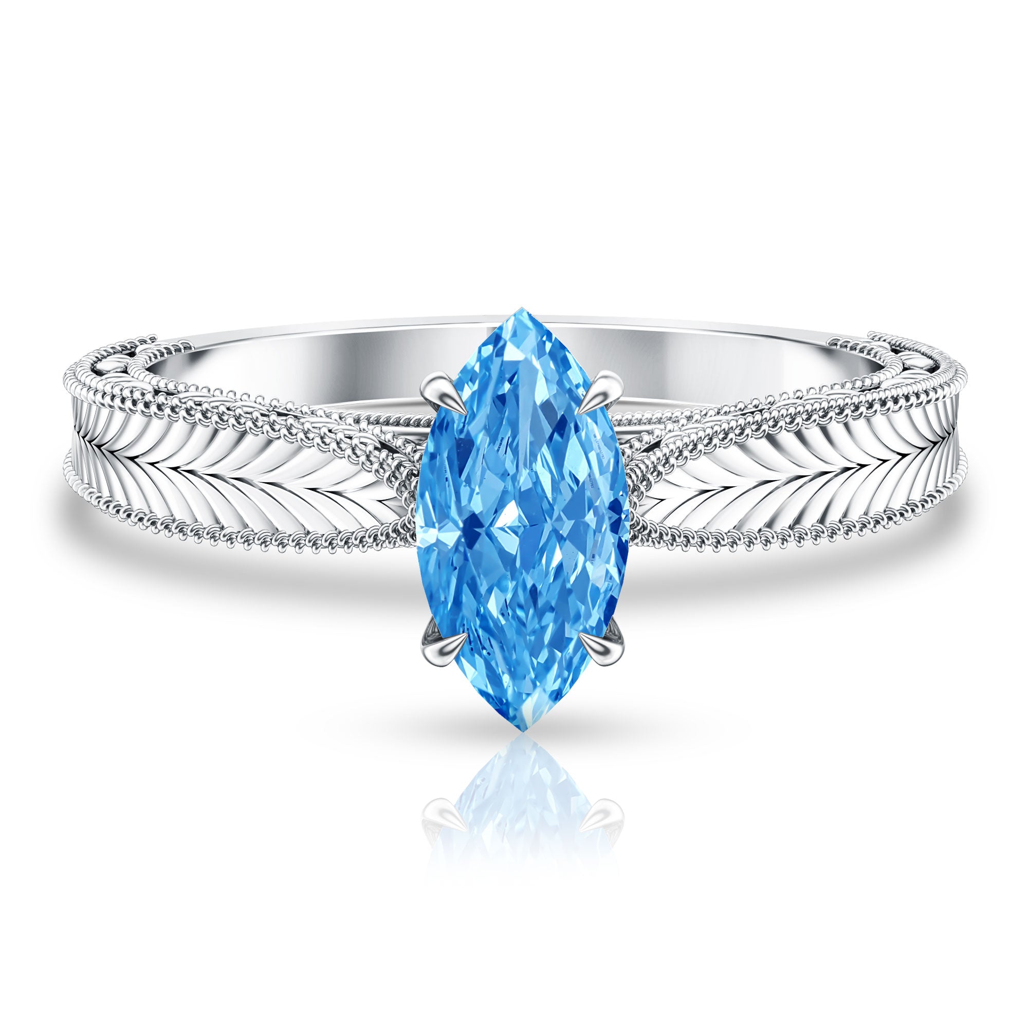 Rosec Jewels-Vintage Style 1 Carat Lab Created Blue Diamond Solitaire Engagement Ring IGI Certified