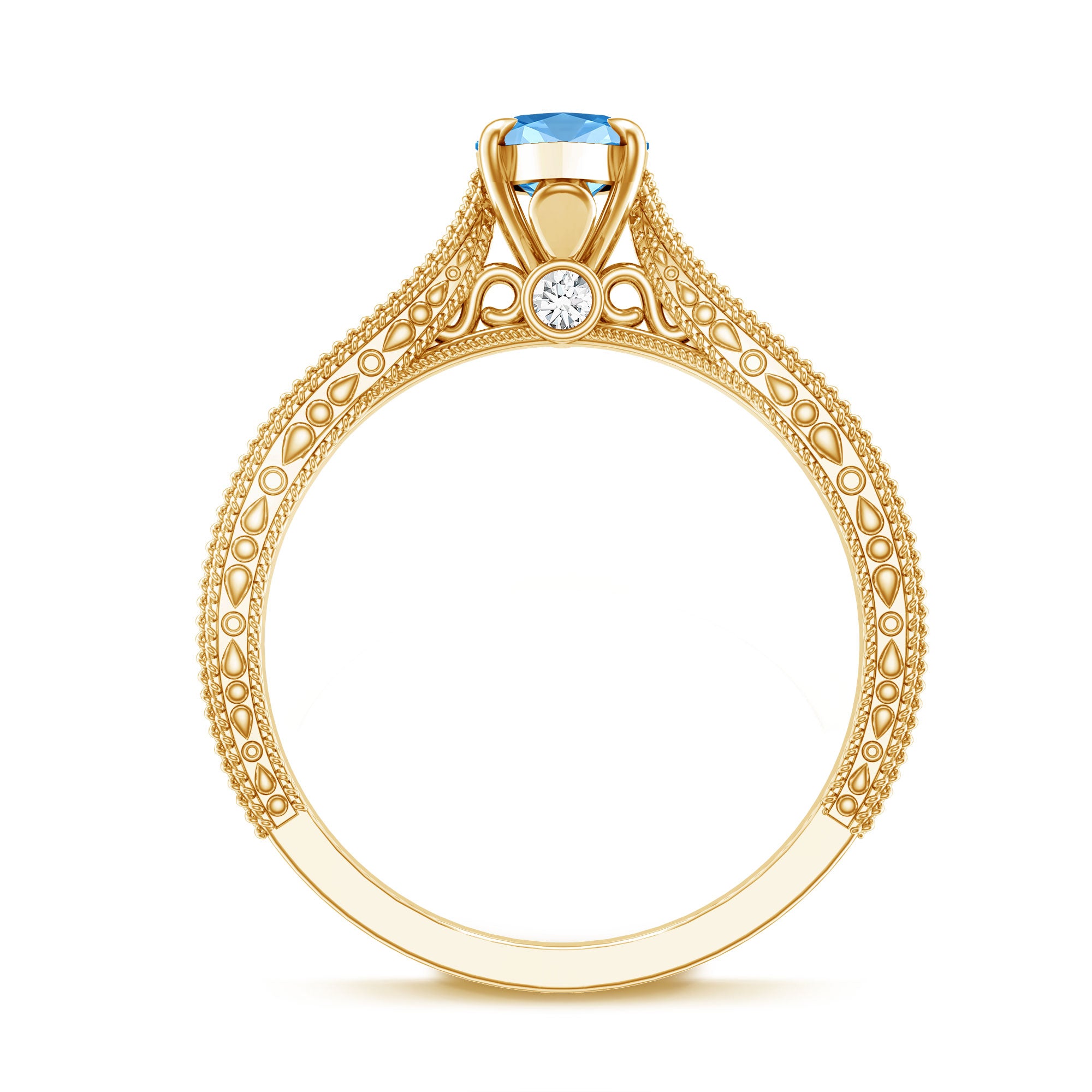 Rosec Jewels-Vintage Style 1 Carat Lab Created Blue Diamond Solitaire Engagement Ring IGI Certified