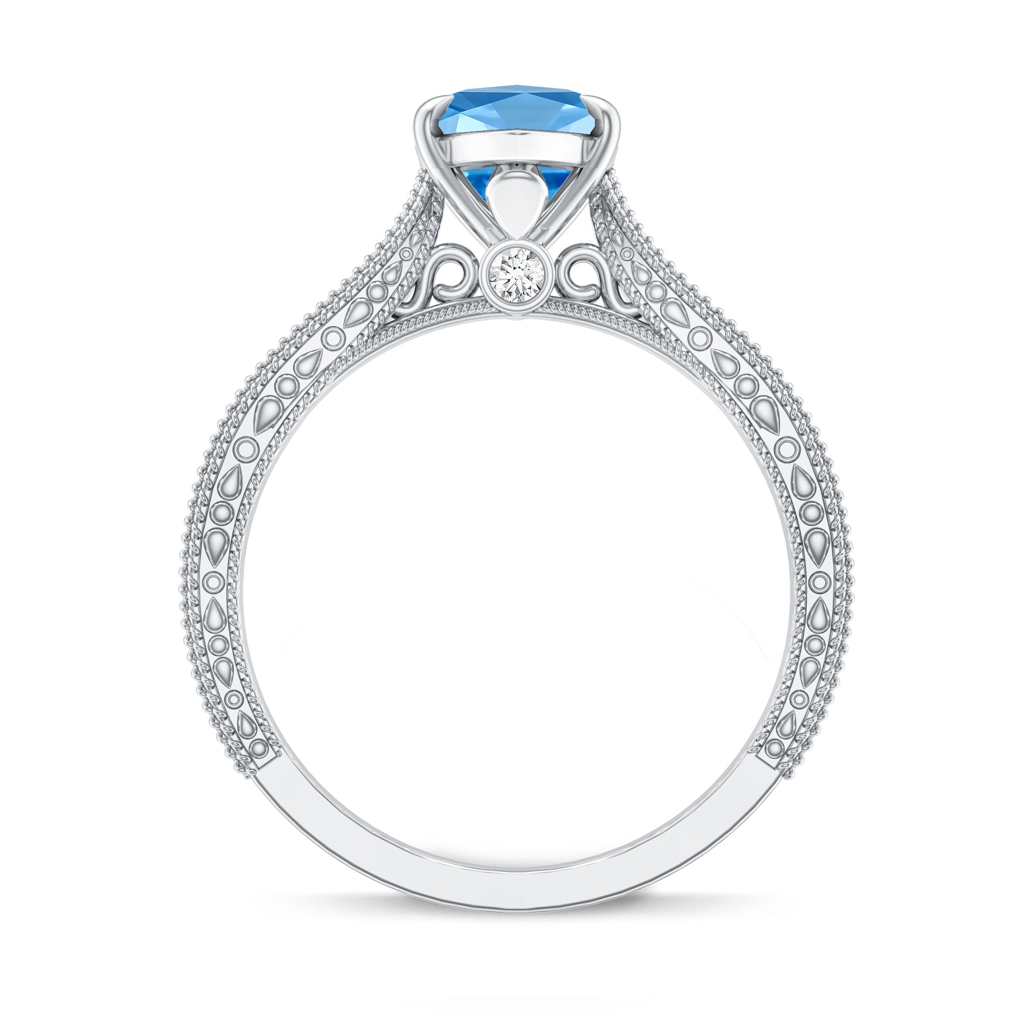 Rosec Jewels-Lab Created 2 Carat Blue Diamond Vintage Inspired Engagement Ring IGI Certified