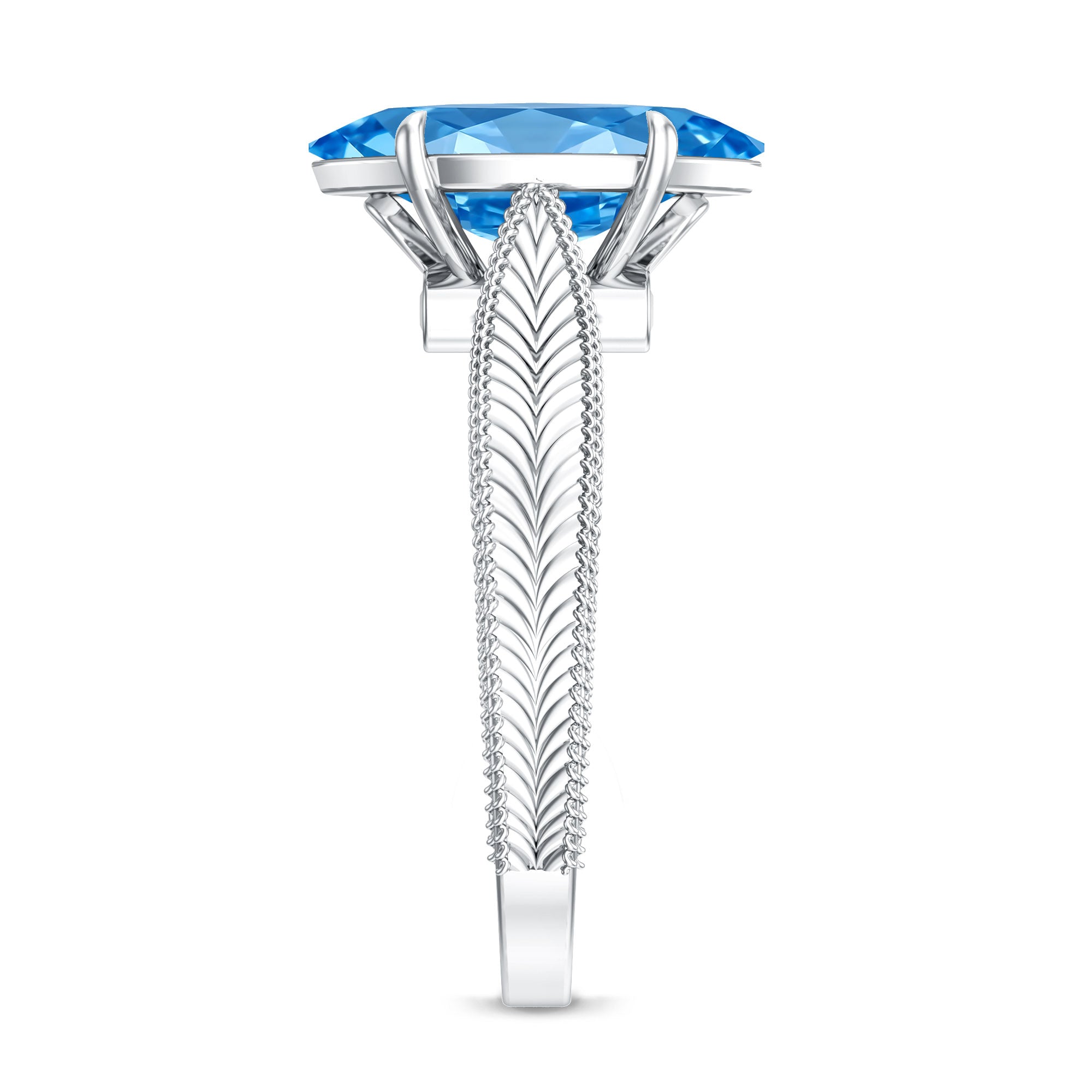 Rosec Jewels-Lab Created 2 Carat Blue Diamond Vintage Inspired Engagement Ring IGI Certified