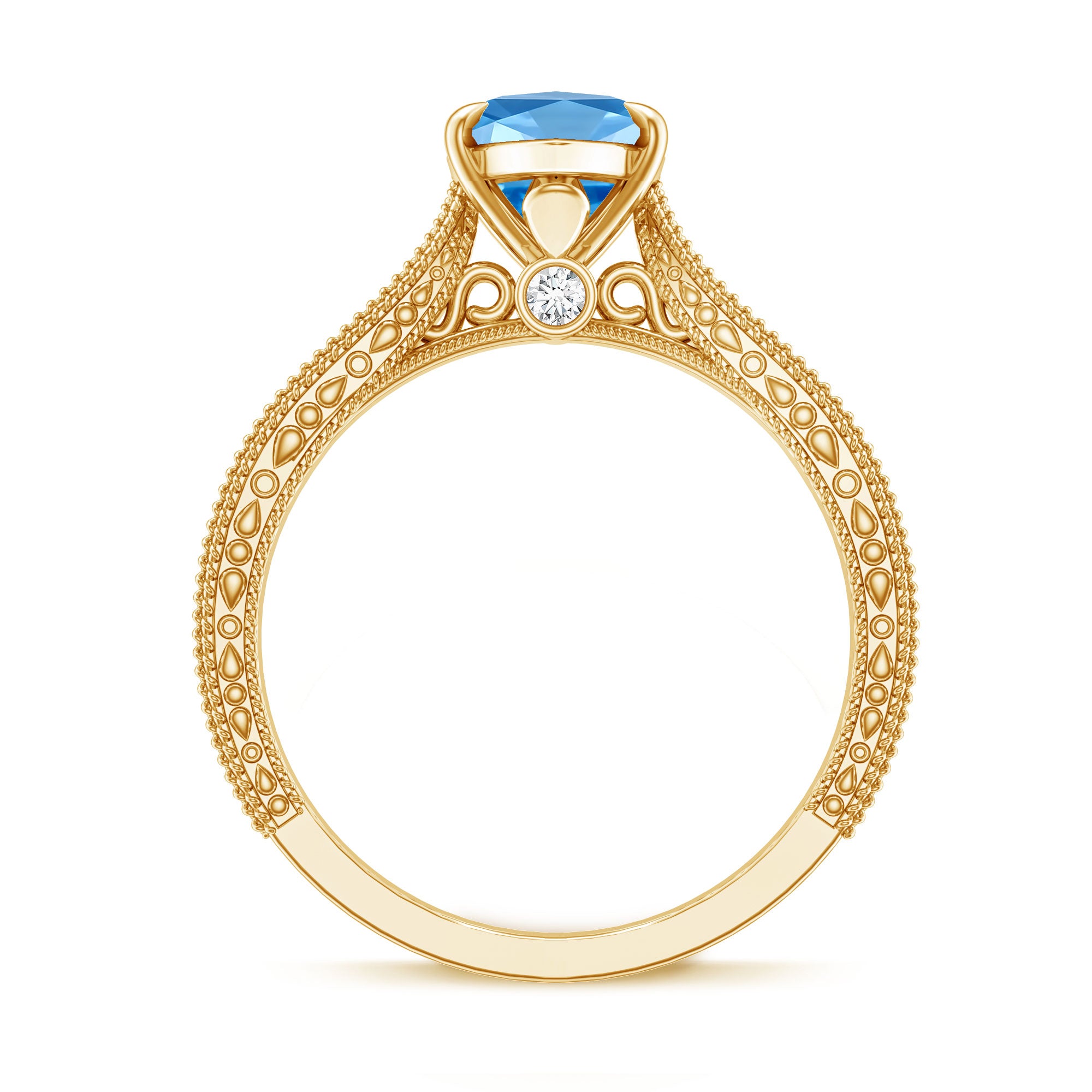 Rosec Jewels-Lab Created 2 Carat Blue Diamond Vintage Inspired Engagement Ring IGI Certified