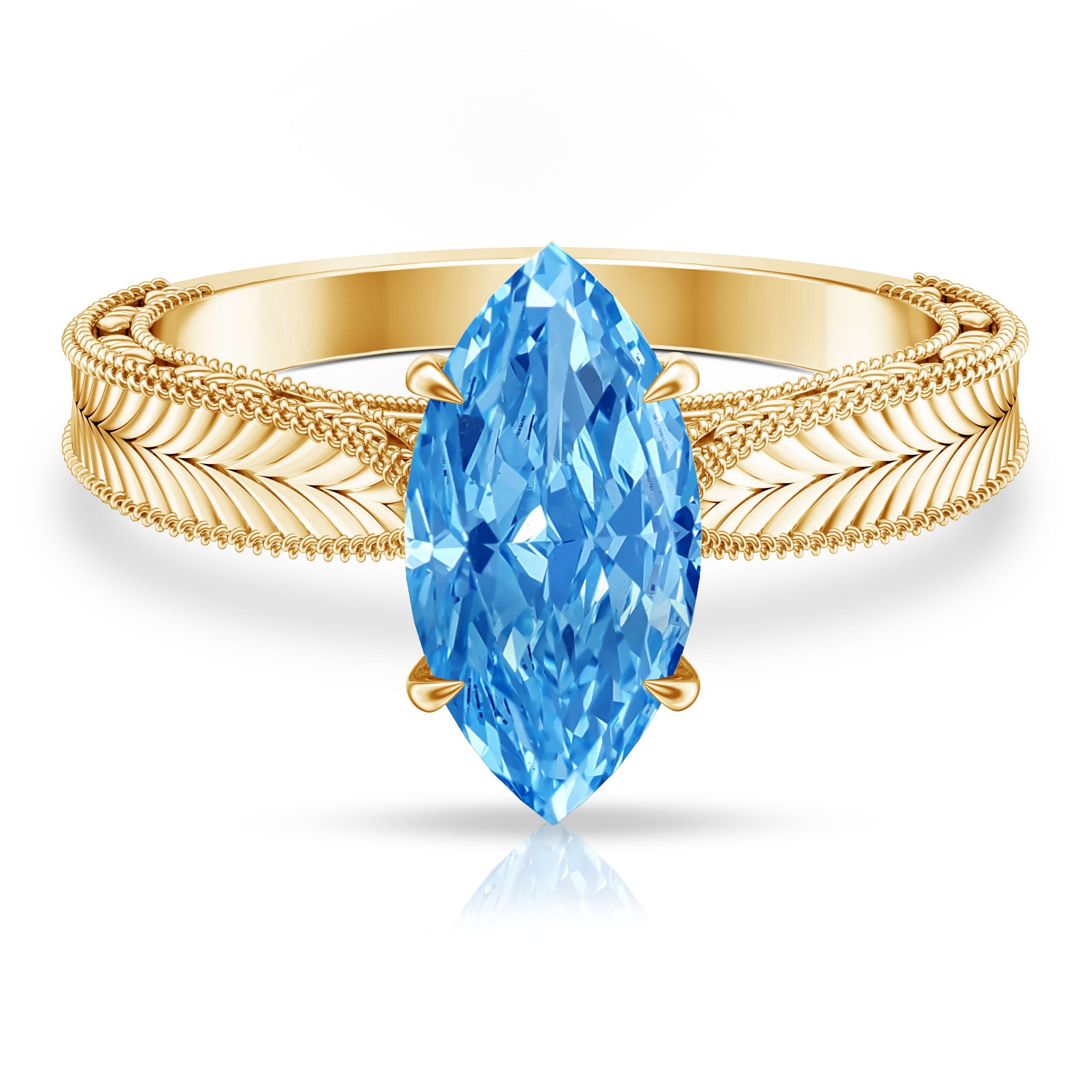 Rosec Jewels-Lab Created 2 Carat Blue Diamond Vintage Inspired Engagement Ring IGI Certified