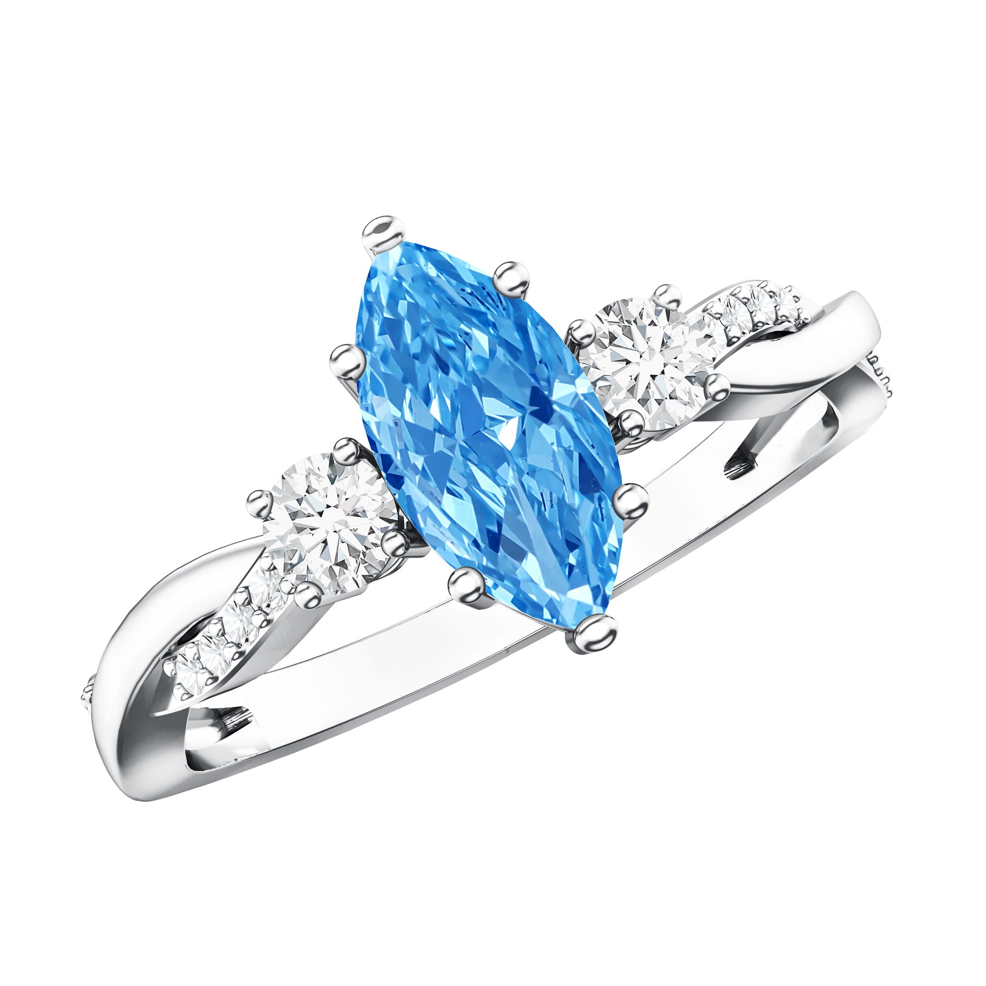Rosec Jewels-IGI Certified 1 Carat Marquise Cut Lab Blue Diamond Braided Ring for Women