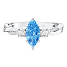 Rosec Jewels-IGI Certified 1 Carat Marquise Cut Lab Blue Diamond Braided Ring for Women