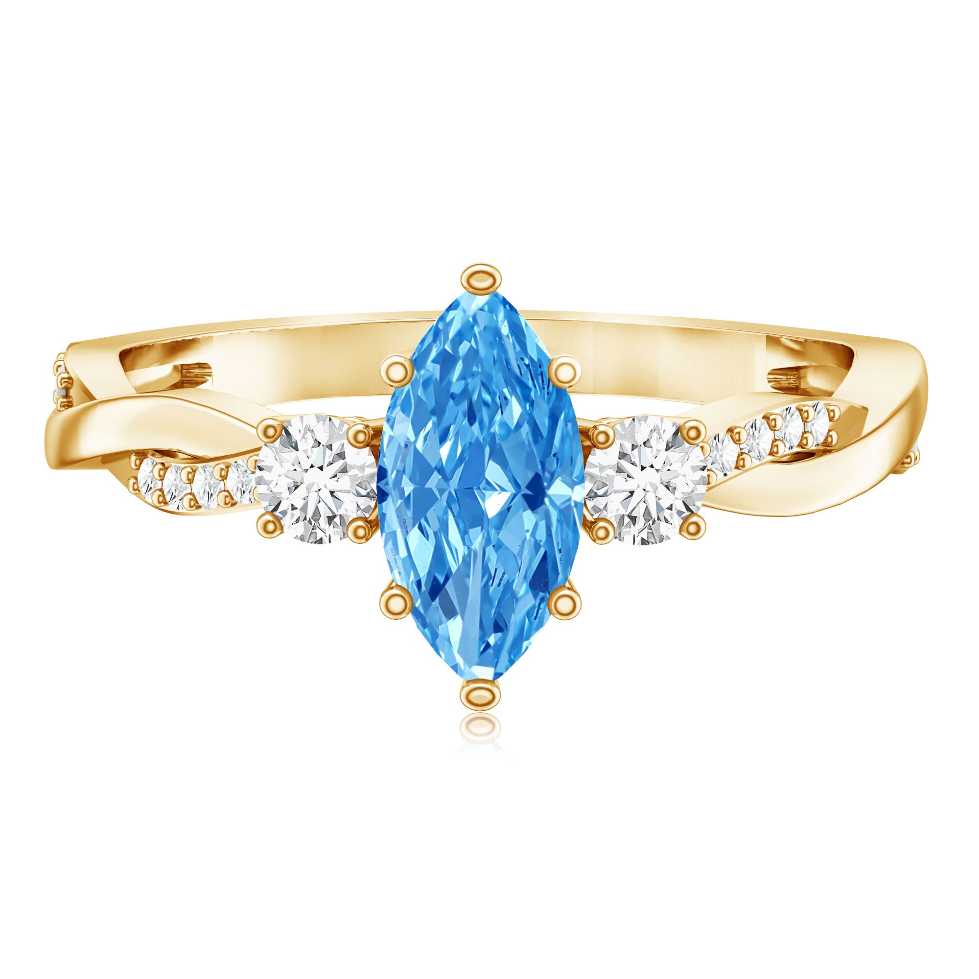 Rosec Jewels-IGI Certified 1 Carat Marquise Cut Lab Blue Diamond Braided Ring for Women