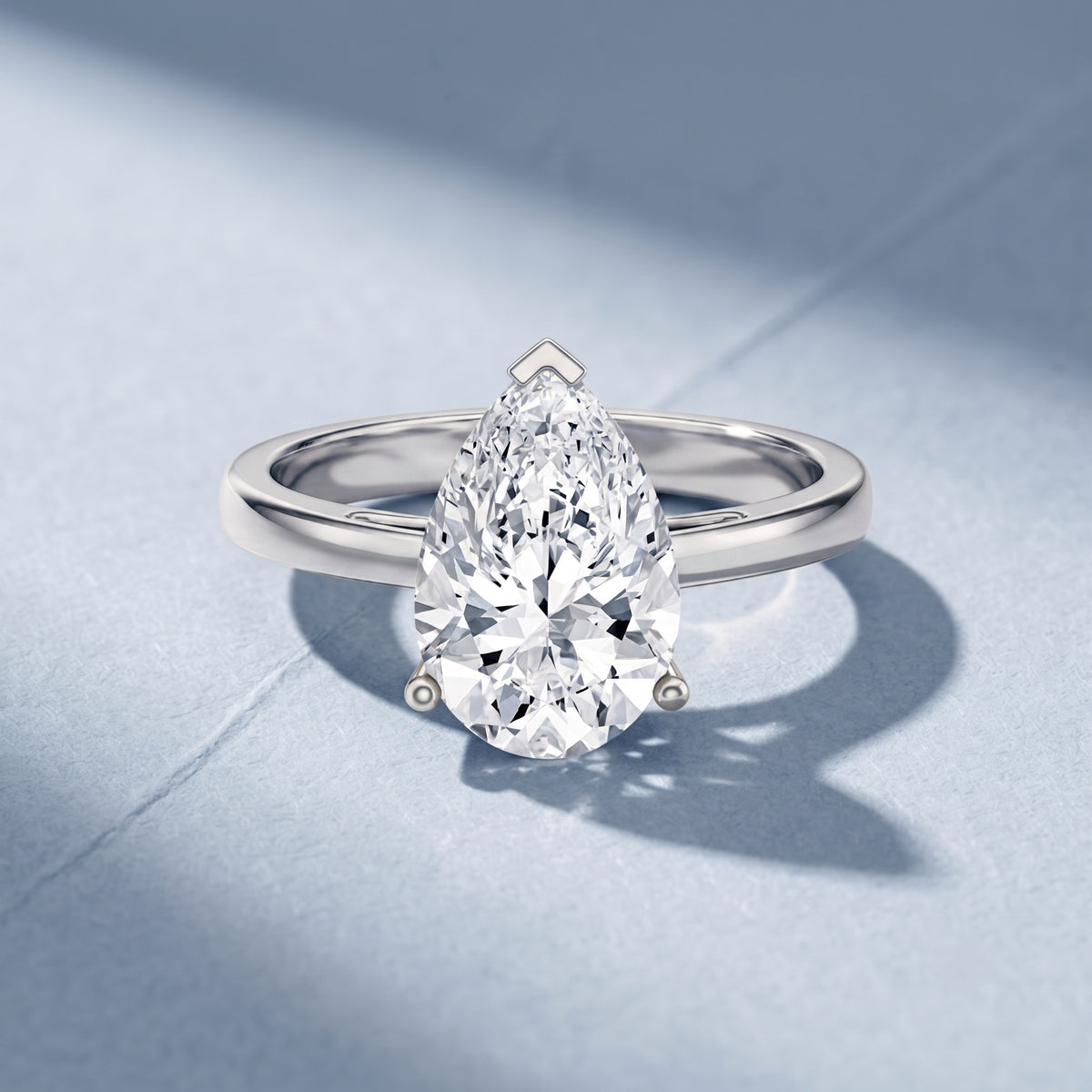IGI Certified Lab Grown 3 Carat Pear Shaped Diamond Ring for Engagement Lab - ( E-VS1 ) - Rosec Jewels