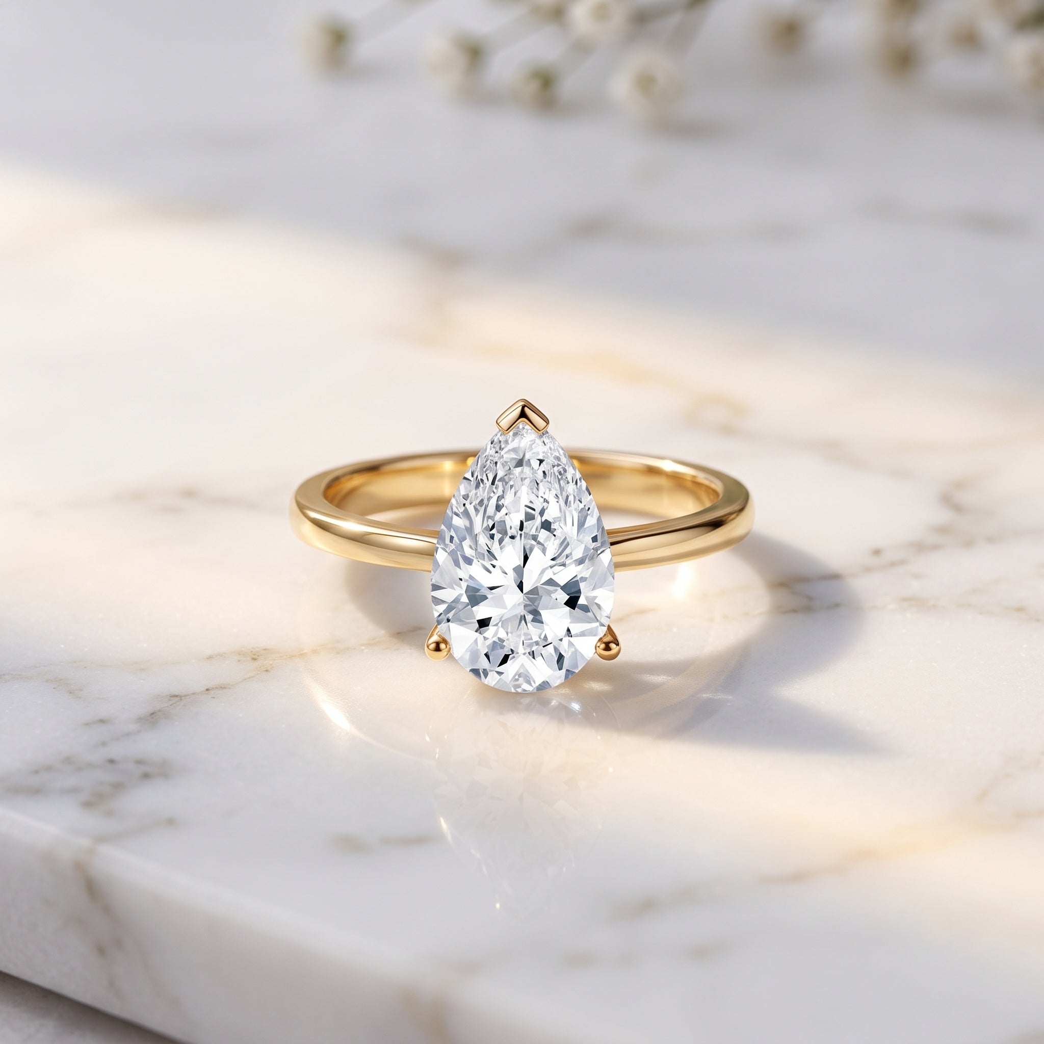 IGI Certified Lab Grown 3 Carat Pear Shaped Diamond Ring for Engagement Lab - ( E-VS1 ) - Rosec Jewels