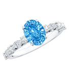 Rosec Jewels-1 Carat Oval Shaped Lab Created Blue Diamond Engagement Ring IGI Certified