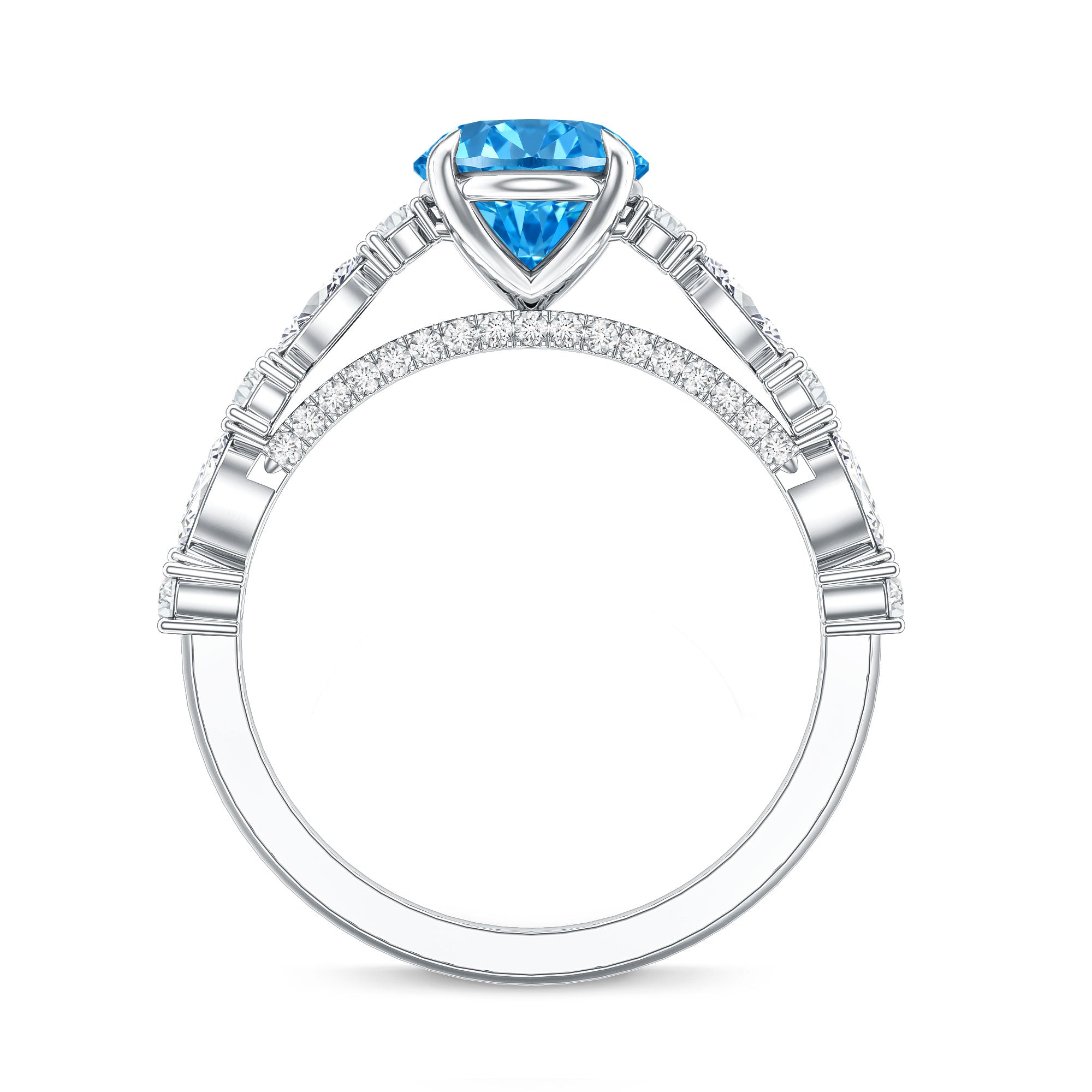 Rosec Jewels-2 Carat Lab Grown Blue Diamond Oblong Engagement Ring with IGI Certificate