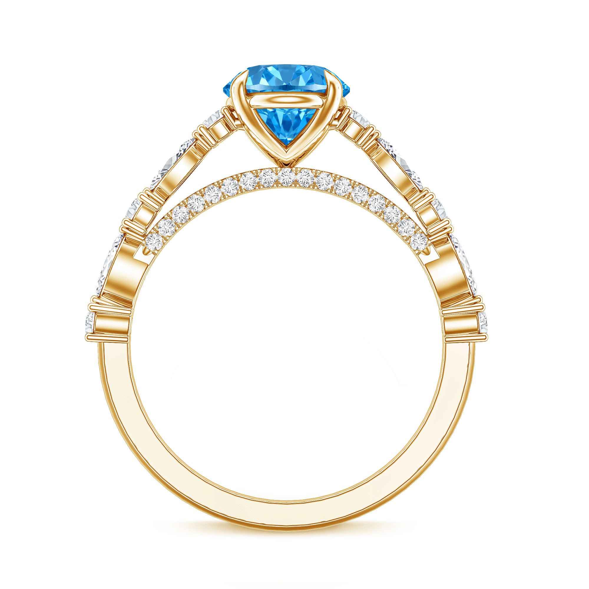 Rosec Jewels-2 Carat Lab Grown Blue Diamond Oblong Engagement Ring with IGI Certificate