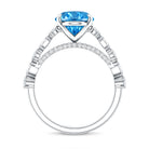 Rosec Jewels-IGI Certified 3 Carat Lab Grown Oval Blue Diamond Big Engagement Ring with Side Stones