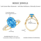 Rosec Jewels-IGI Certified 3 Carat Lab Grown Oval Blue Diamond Big Engagement Ring with Side Stones