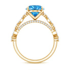 Rosec Jewels-IGI Certified 3 Carat Lab Grown Oval Blue Diamond Big Engagement Ring with Side Stones