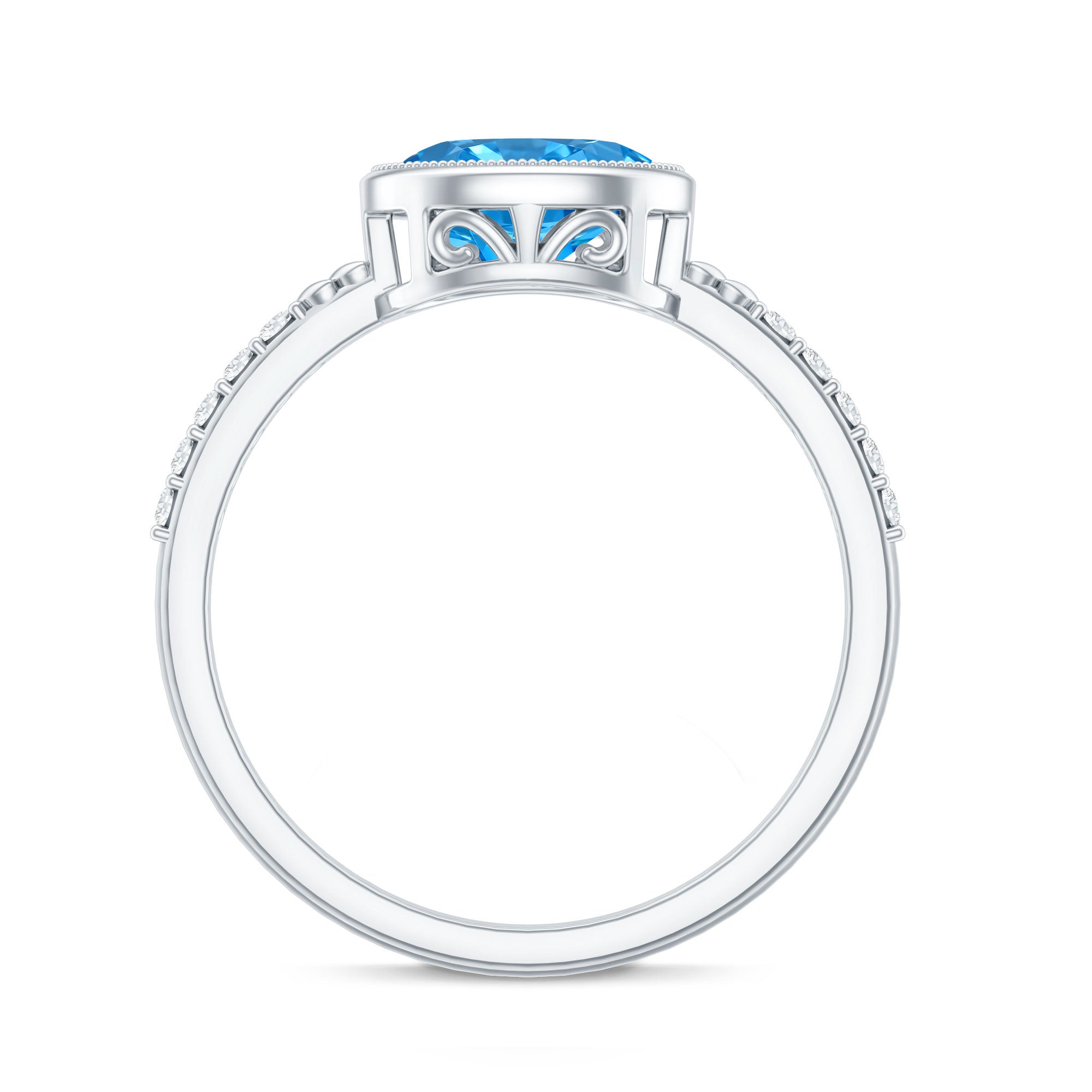 Rosec Jewels-1 Carat Oval Lab Grown Blue Diamond East West Engagement Ring IGI Certified