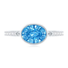 Rosec Jewels-1 Carat Oval Lab Grown Blue Diamond East West Engagement Ring IGI Certified