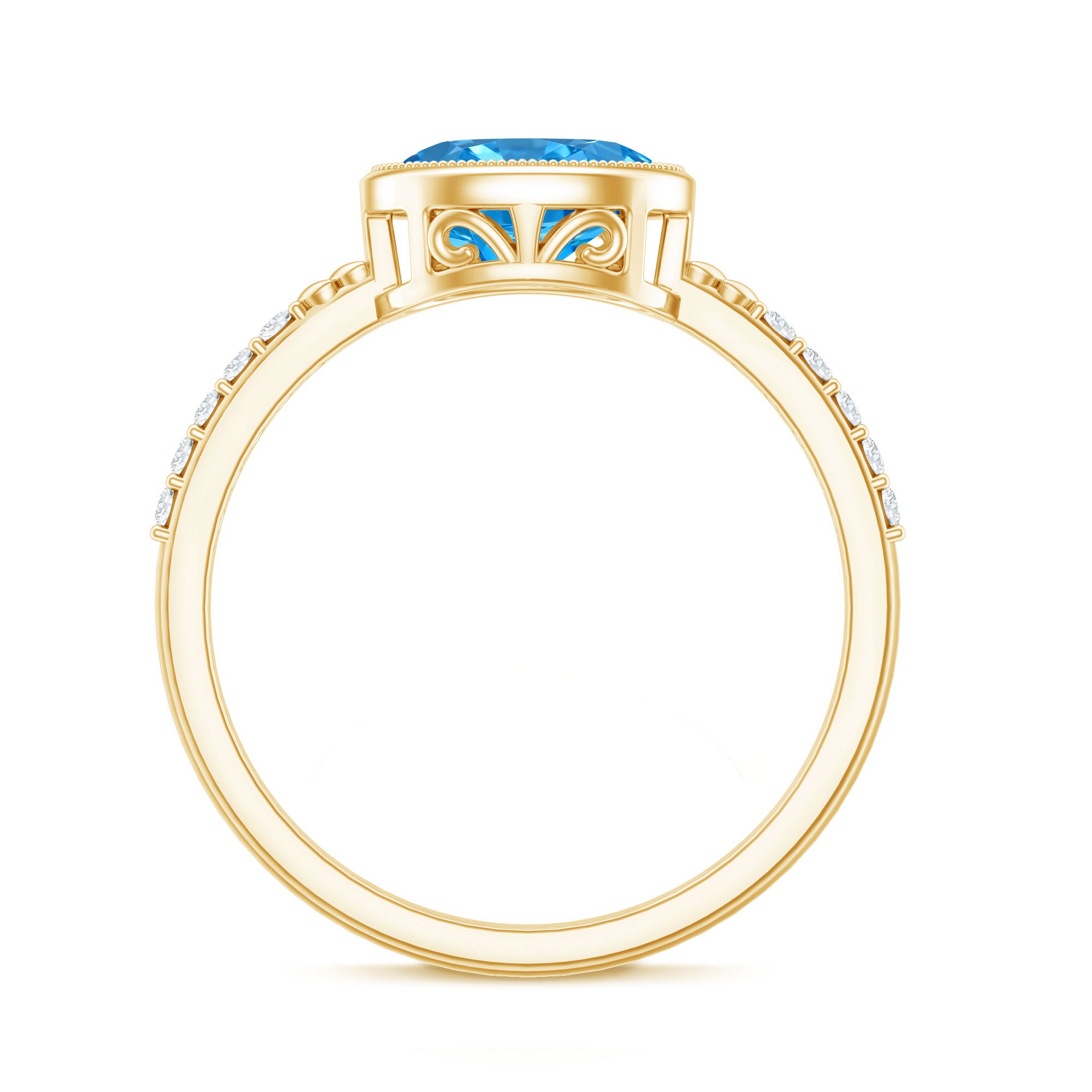 Rosec Jewels-1 Carat Oval Lab Grown Blue Diamond East West Engagement Ring IGI Certified