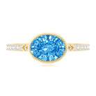 Rosec Jewels-1 Carat Oval Lab Grown Blue Diamond East West Engagement Ring IGI Certified