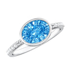 Rosec Jewels-2 Carat Lab Created Blue Diamond East West Oval Engagement Ring with IGI Certificate