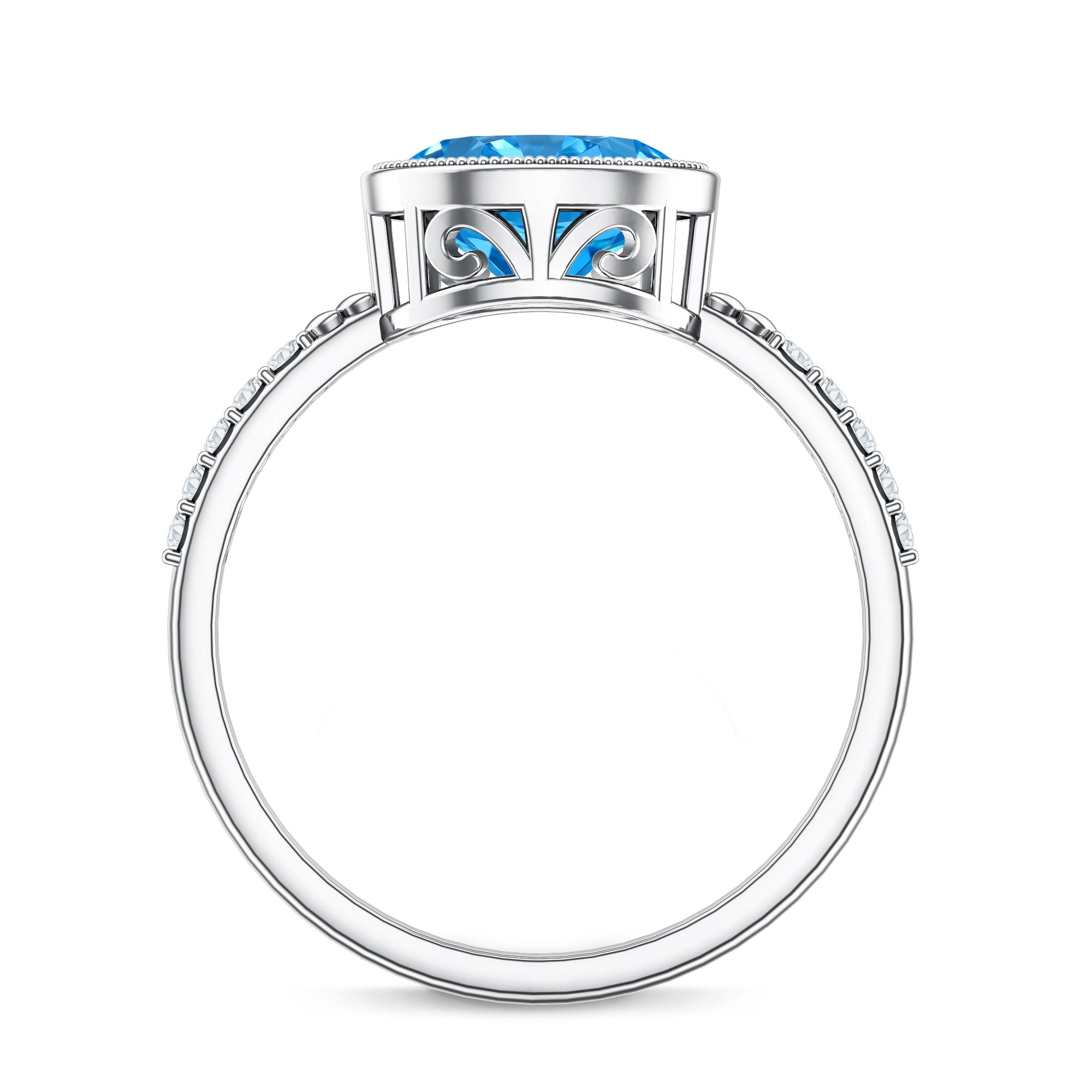 Rosec Jewels-2 Carat Lab Created Blue Diamond East West Oval Engagement Ring with IGI Certificate
