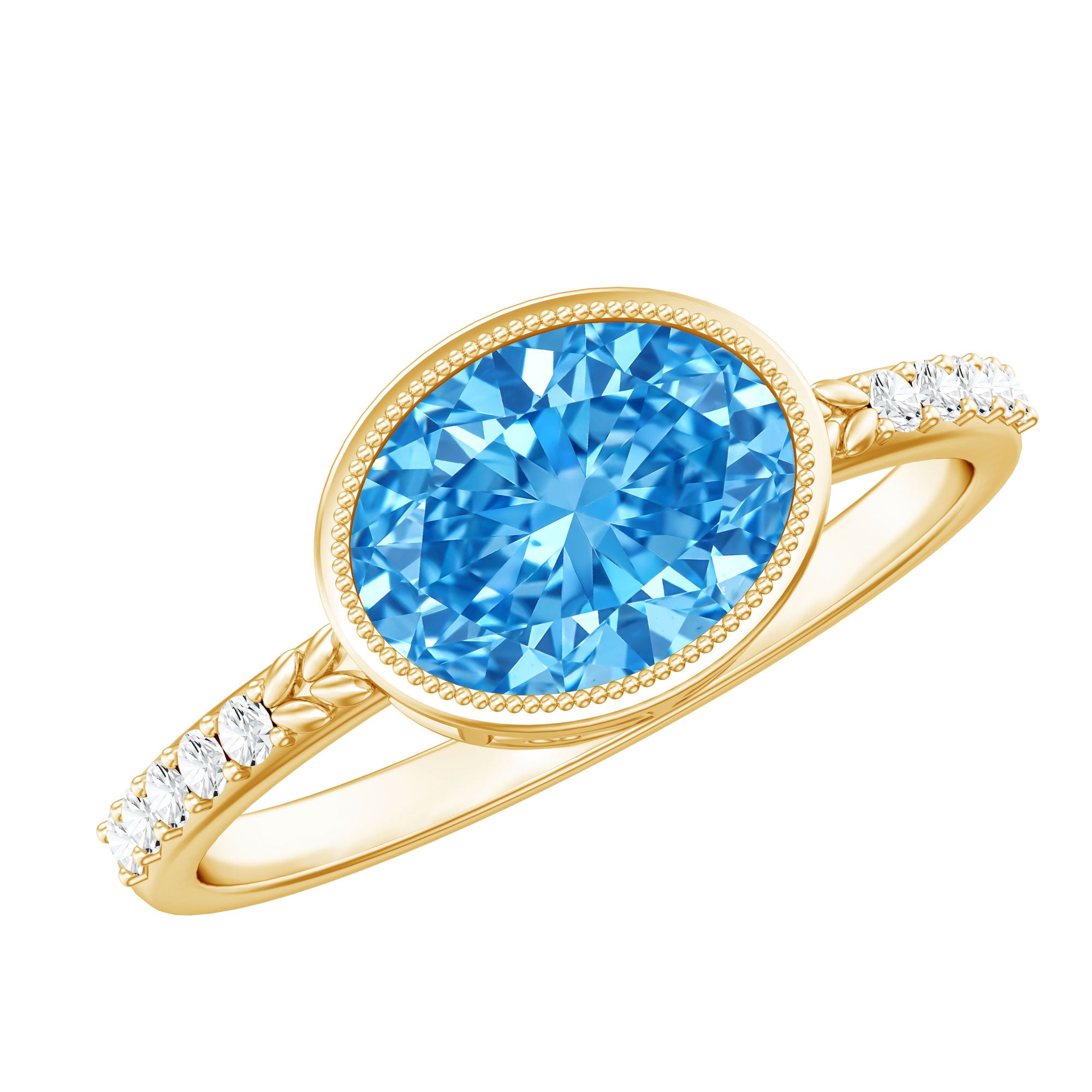 Rosec Jewels-2 Carat Lab Created Blue Diamond East West Oval Engagement Ring with IGI Certificate