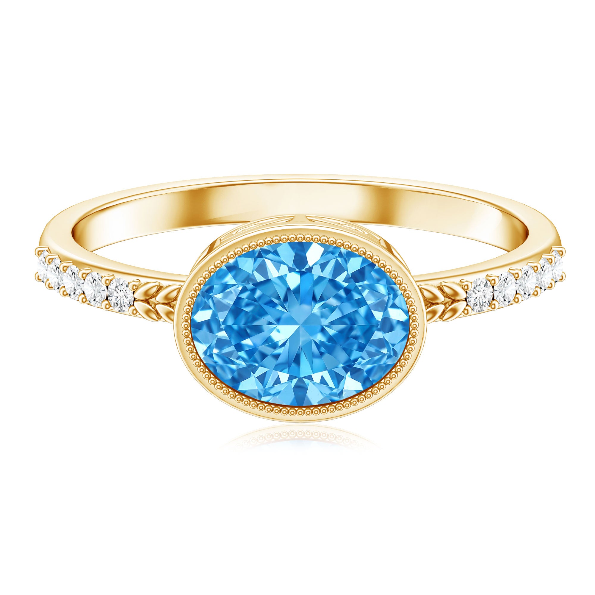 Rosec Jewels-2 Carat Lab Created Blue Diamond East West Oval Engagement Ring with IGI Certificate