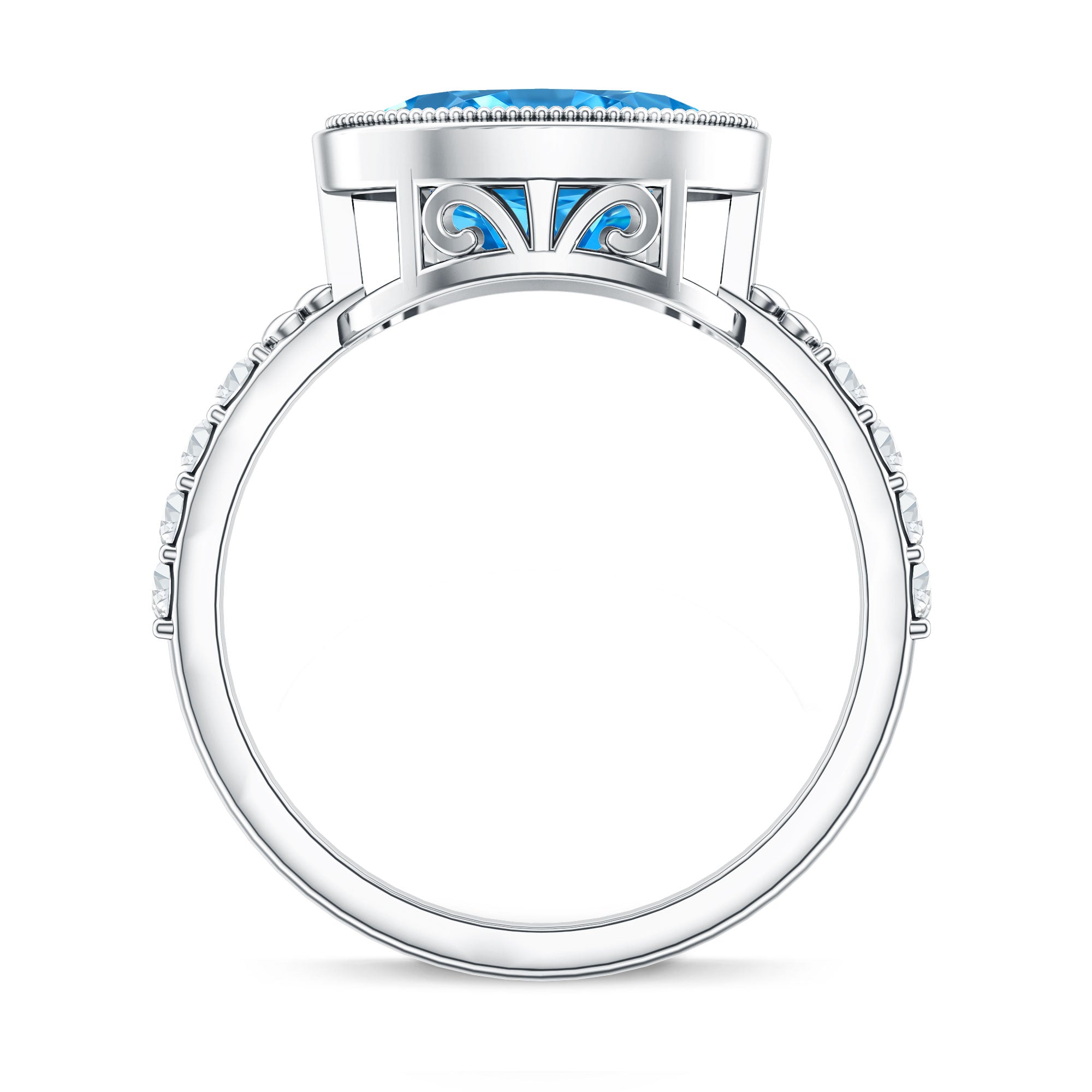Rosec Jewels-IGI Certified 3 Carat Oval Lab Grown Blue Diamond East West Engagement Ring