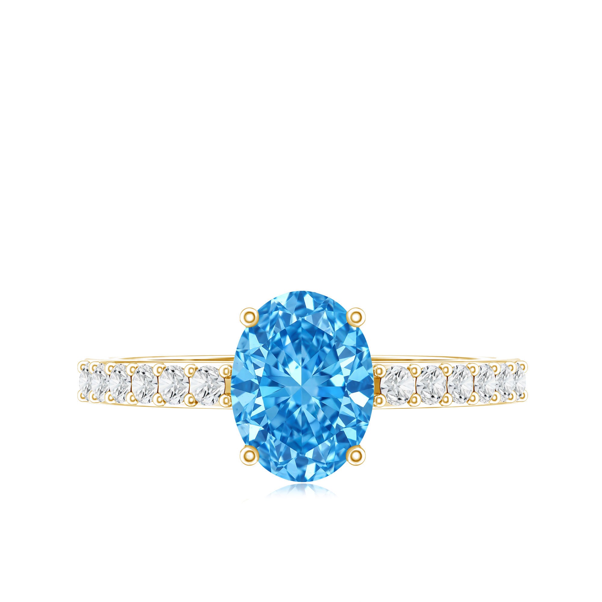 Rosec Jewels-IGI Certified 1 Carat Lab Blue Diamond Oval Engagement Ring with Side Stones