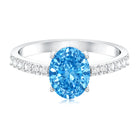 Rosec Jewels-2 Carat IGI Certified Lab Blue Diamond Solitaire Oval Engagement Ring for Women