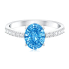 Rosec Jewels-3 Carat Lab Grown Oval Blue Diamond Engagement Ring with IGI Certificate