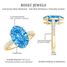 Rosec Jewels-IGI Certified Solitaire 4 Carat Lab Grown Blue Diamond Huge Engagement Ring with Side Stones