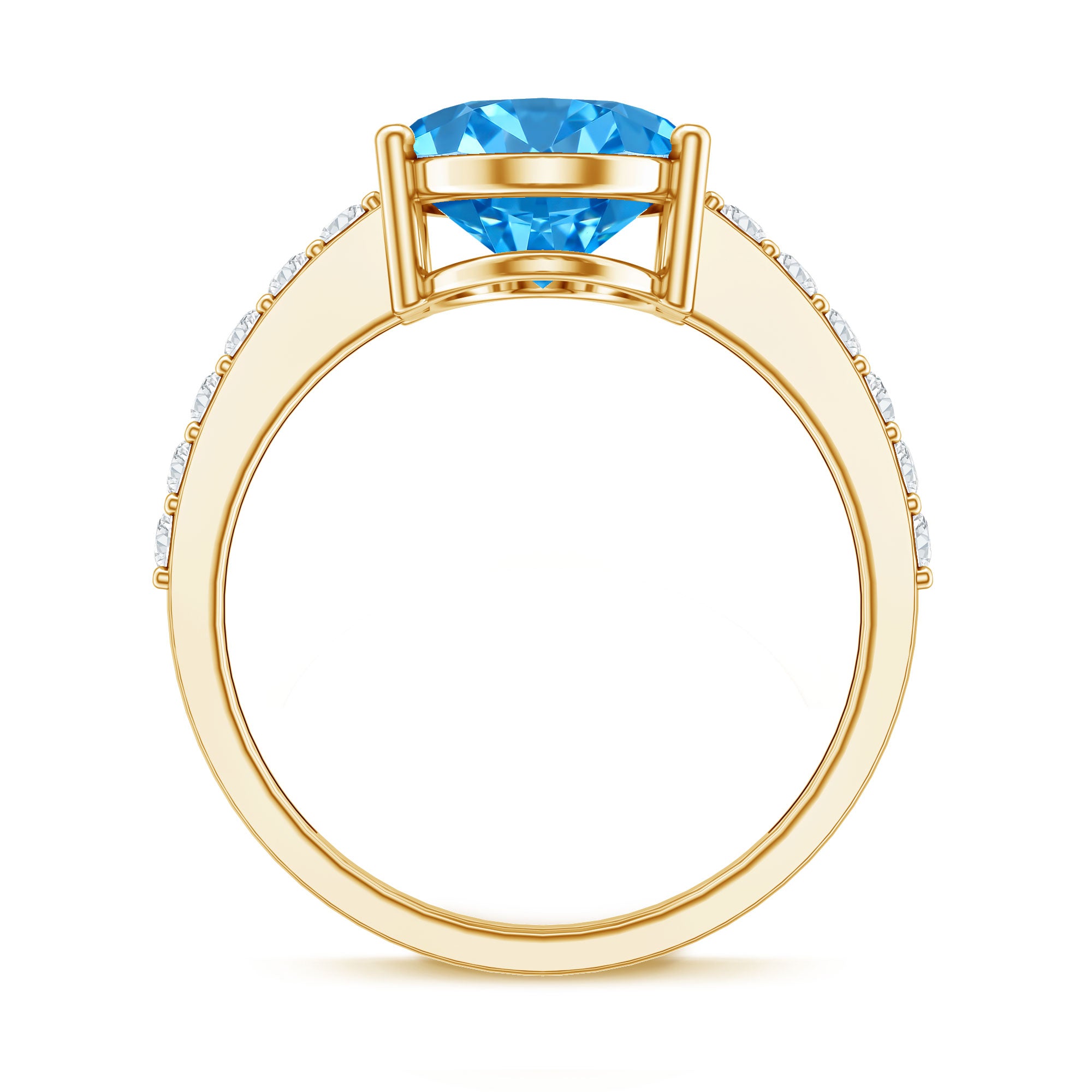 Rosec Jewels-IGI Certified Solitaire 4 Carat Lab Grown Blue Diamond Huge Engagement Ring with Side Stones