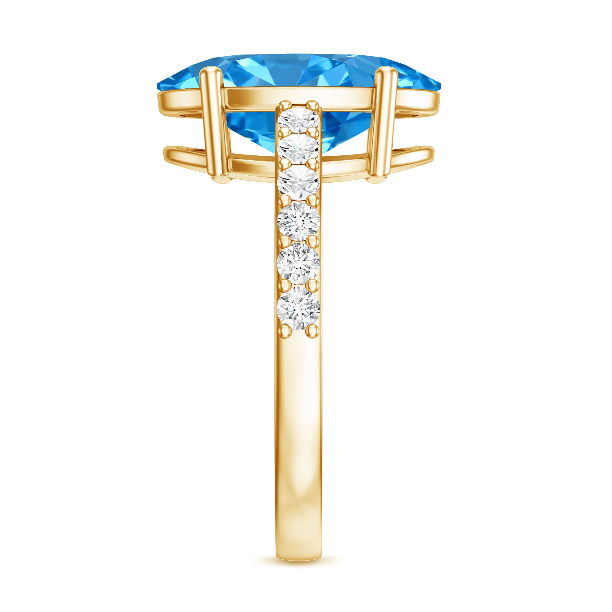Rosec Jewels-IGI Certified Solitaire 4 Carat Lab Grown Blue Diamond Huge Engagement Ring with Side Stones