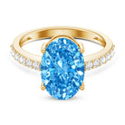 Rosec Jewels-IGI Certified Solitaire 4 Carat Lab Grown Blue Diamond Huge Engagement Ring with Side Stones