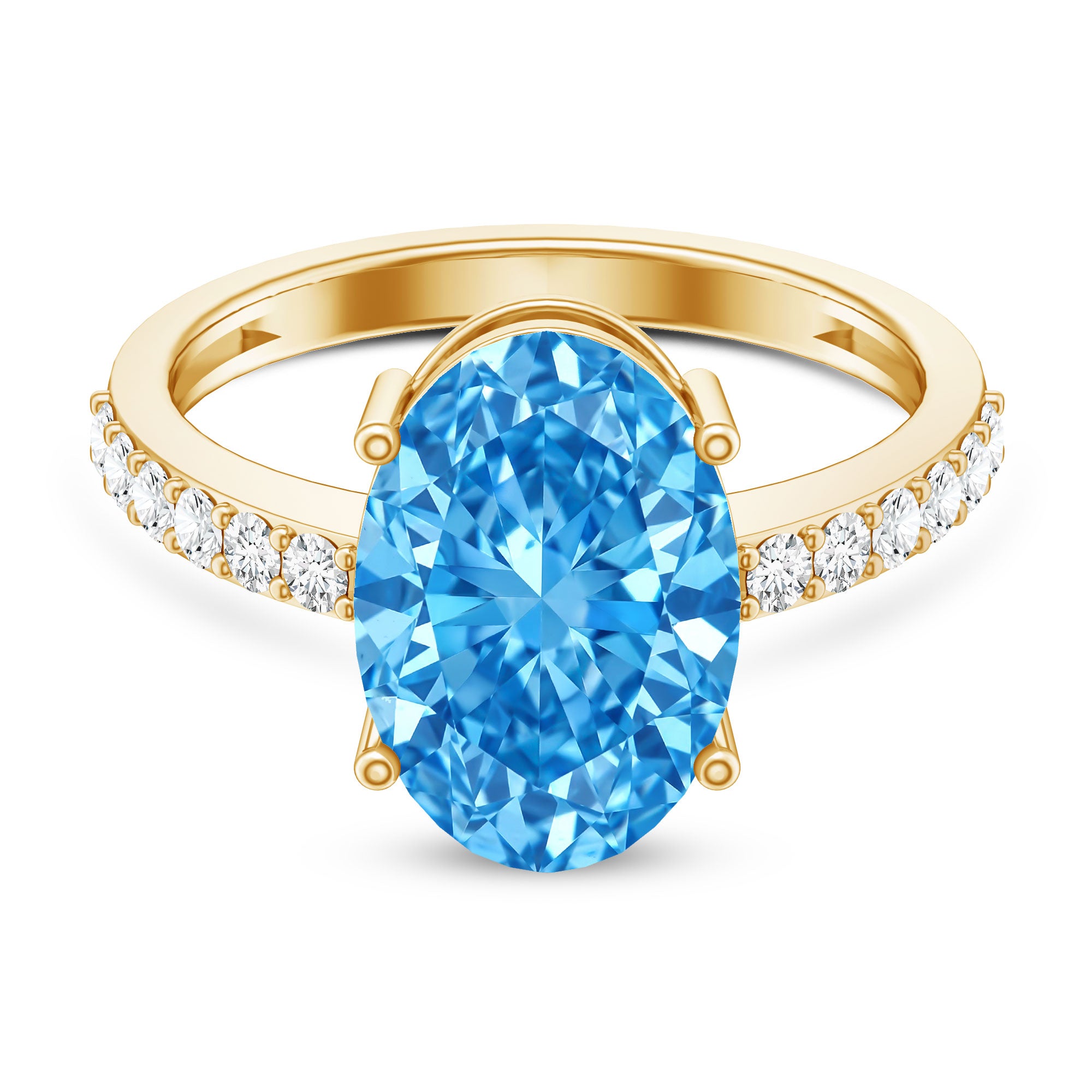 Rosec Jewels-IGI Certified Solitaire 4 Carat Lab Grown Blue Diamond Huge Engagement Ring with Side Stones