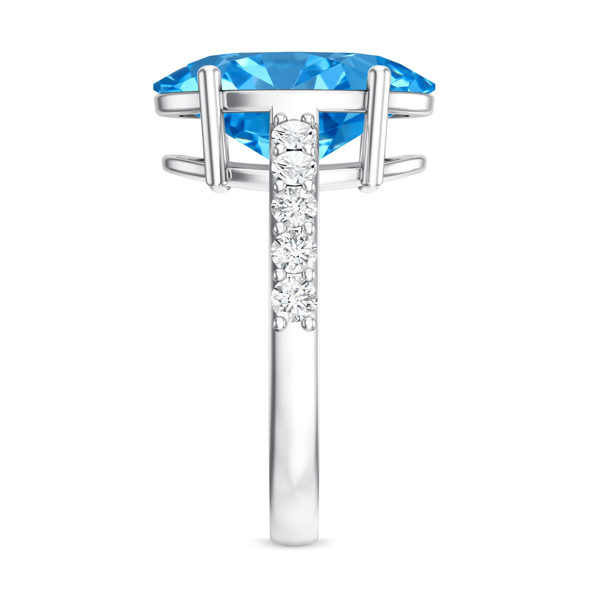 Rosec Jewels-Elongated Oval Lab Grown Blue Diamond 5 Carat Engagement Ring IGI Certified