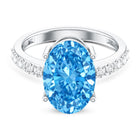Rosec Jewels-Elongated Oval Lab Grown Blue Diamond 5 Carat Engagement Ring IGI Certified