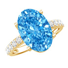Rosec Jewels-Elongated Oval Lab Grown Blue Diamond 5 Carat Engagement Ring IGI Certified