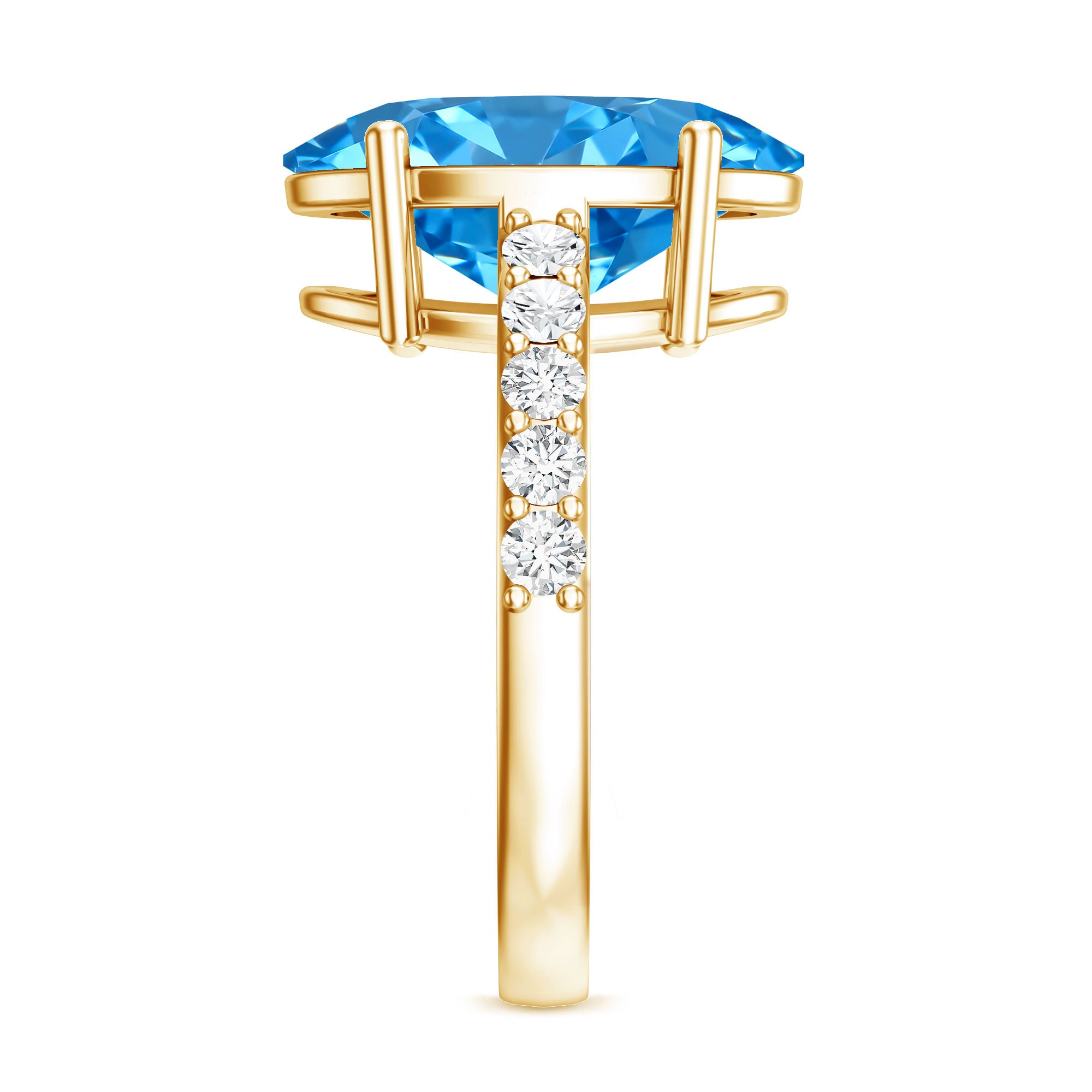 Rosec Jewels-Elongated Oval Lab Grown Blue Diamond 5 Carat Engagement Ring IGI Certified