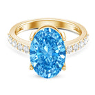 Rosec Jewels-Elongated Oval Lab Grown Blue Diamond 5 Carat Engagement Ring IGI Certified