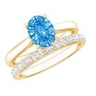 Rosec Jewels-IGI Certified Oval 1 Carat Lab Grown Blue Diamond Wedding Ring Set