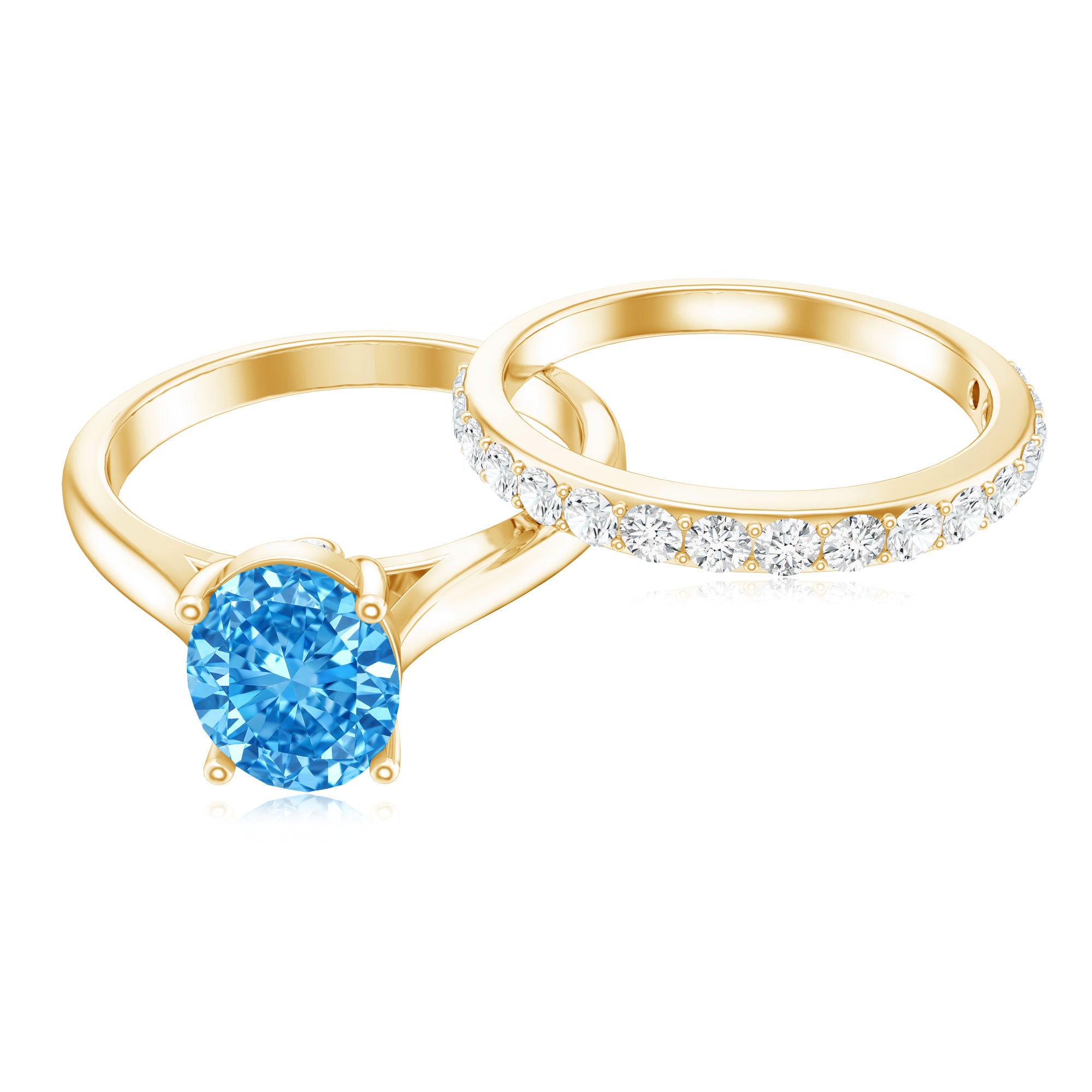Rosec Jewels-IGI Certified Oval 1 Carat Lab Grown Blue Diamond Wedding Ring Set