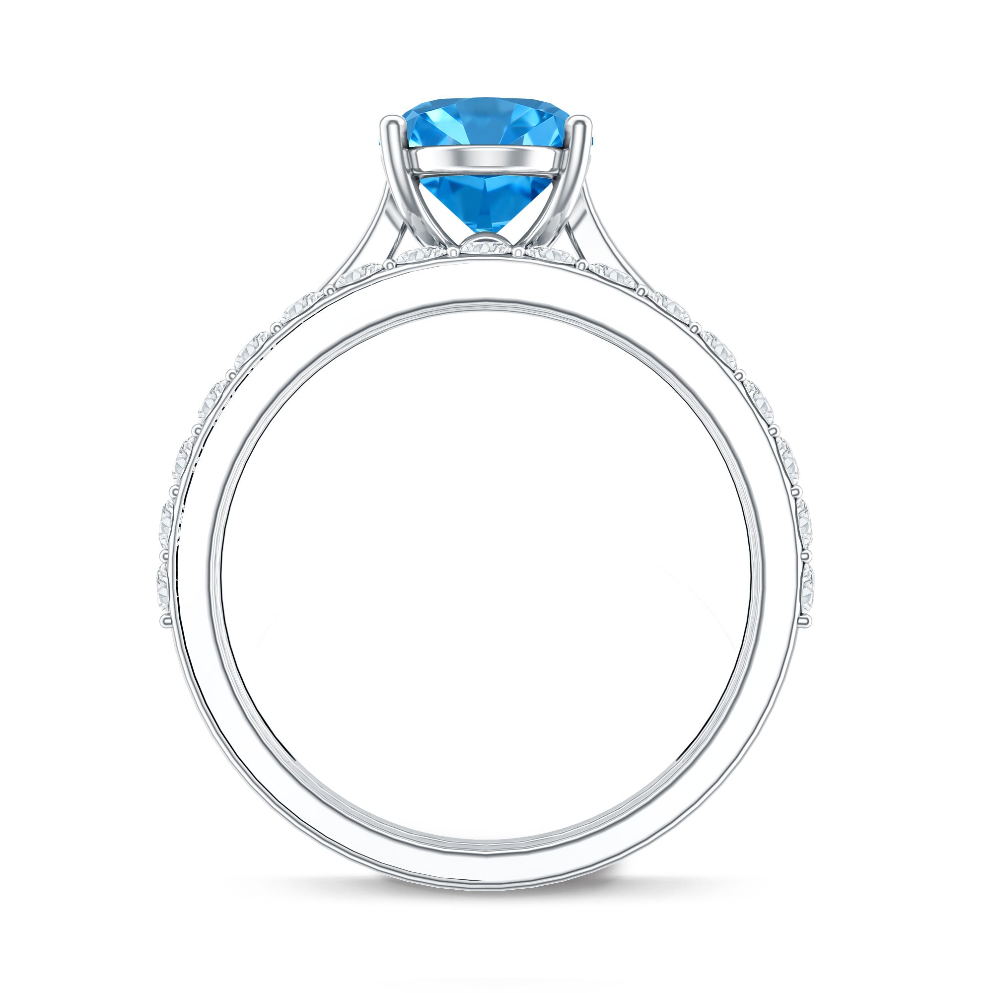 Rosec Jewels-IGI Certified 2 Carat Oval Lab Grown Blue Diamond Bridal Ring Set for Women