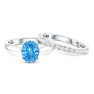Rosec Jewels-IGI Certified 2 Carat Oval Lab Grown Blue Diamond Bridal Ring Set for Women