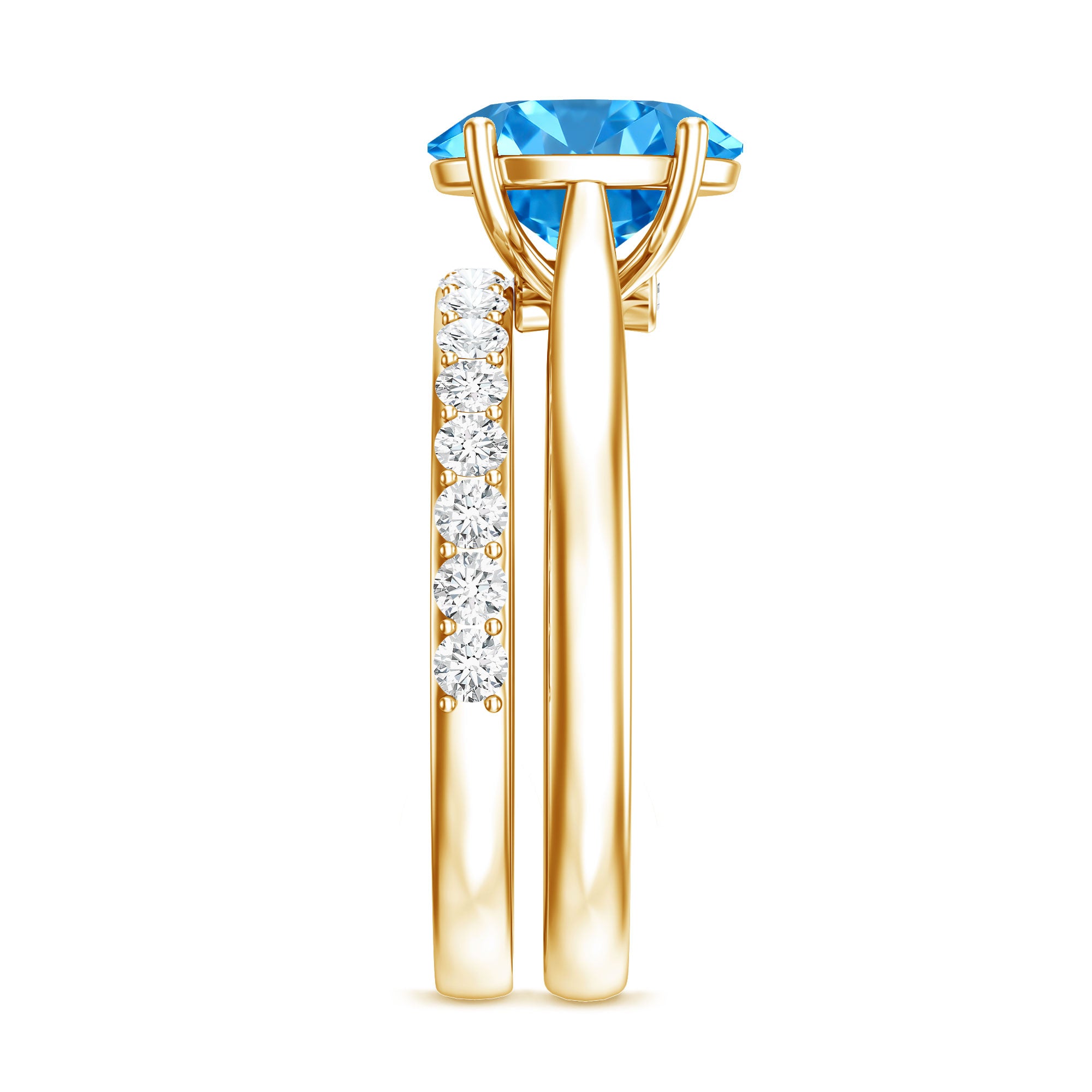 Rosec Jewels-IGI Certified 2 Carat Oval Lab Grown Blue Diamond Bridal Ring Set for Women
